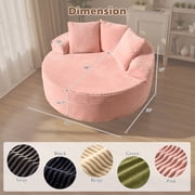 Ovios 58 Oversized Lounge Chair Round Cloud Deep Seat Accent Chair Plush Corduroy Boneless Sofa Chair for Living Room, Pink