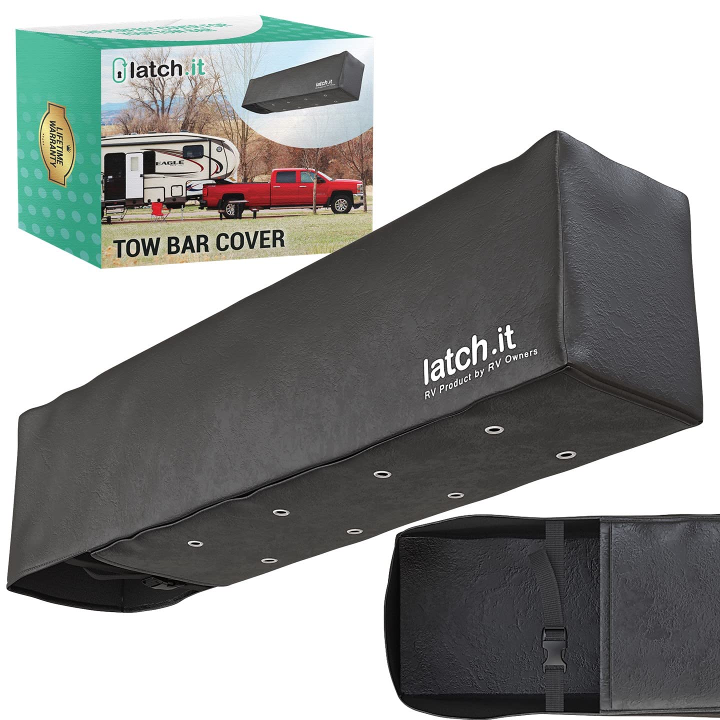 LATCH.IT RV Tow Bar Cover Upgraded Adjustable Buckle Towing