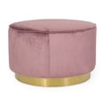 thumbnail image 6 of Noble House Krause Velvet Swivel Ottoman, Blush and Gunmetal, 6 of 6