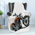 thumbnail image 4 of Motorcycle Soft Flannel Fleece Blanket, Adventure Motorbike Image Motorcyclist Adventure Race Powerful Engine Vehicle, Cozy Plush for Indoor and Outdoor Use, 60" x 80", Orange Black, by Ambesonne, 4 of 5
