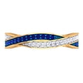 thumbnail image 2 of Dazzlingrock Collection 18K Blue Sapphire & White Diamond Ladies Anniversary Wedding Swirl Stackable Band, Yellow Gold, Size 7, 2 of 4