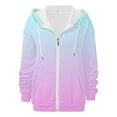 thumbnail image 5 of ManxiVoo Oversized Track Jacket with Zipper for Women Casual Long Sleeve Pocket Sweatshirt Fall Fashion Hooded Top S Size Pink, 5 of 7