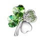 thumbnail image 1 of Broche de Trébol de Cuatro Hojas para Mujer Chapado en Plata con Micro Pavé de Circonitas 3A y Cristal Austriaco, Trae Buena Suerte, 1 of 5