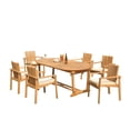 thumbnail image 4 of Grade-A Teak Dining Set: 6 Seater 7 Pc: 118" Mas Oval Trestle Leg Table And 6 Clipper Stacking Arm Chairs Outdoor Patio WholesaleTeak #51CP2707, 4 of 6