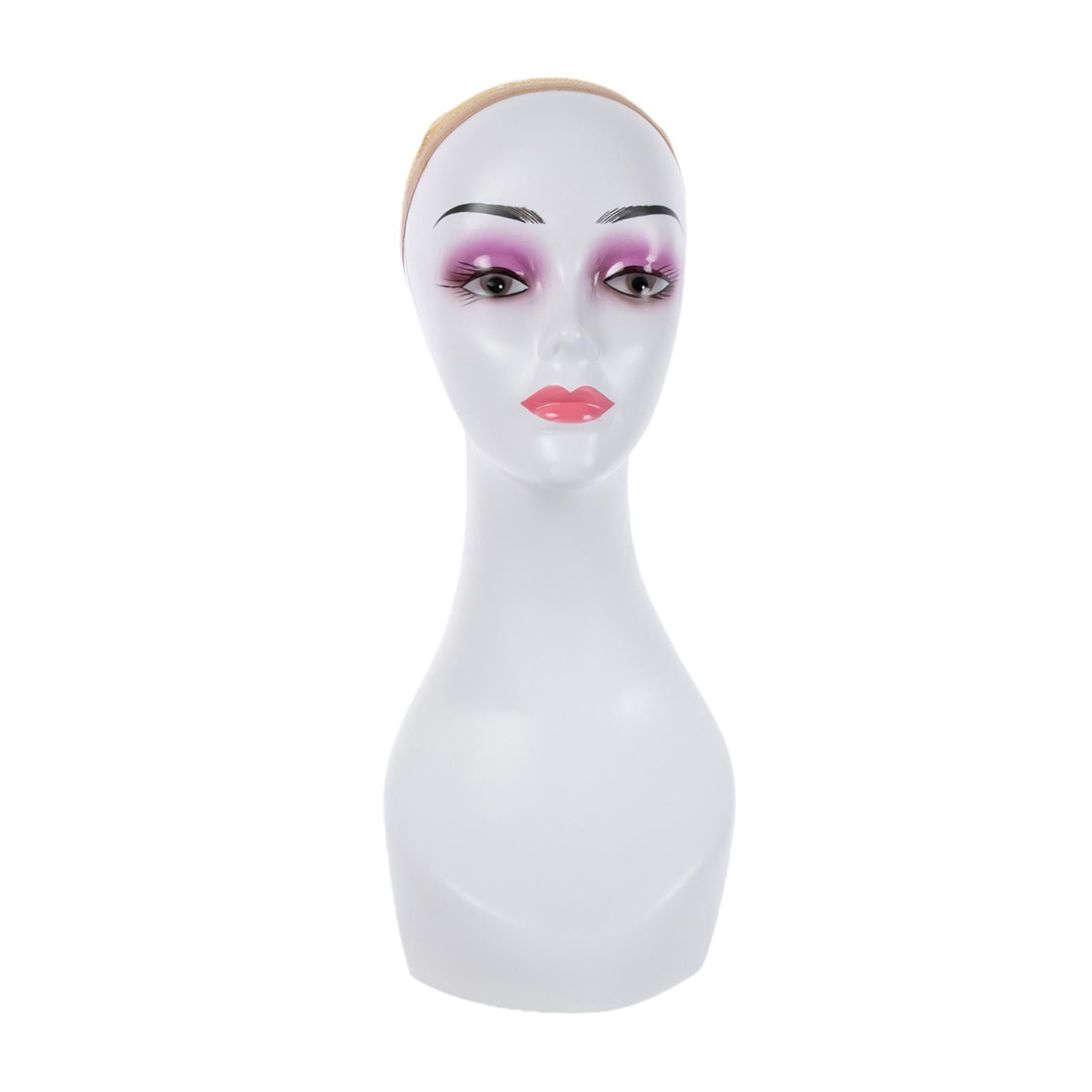 Stgfyxgs Bald Manikin Head with Shoulder Stable Base Stand Professional Manikin Head for Hats Beauty Accessories Jewelry Salon Violet Eye Shadow