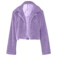 thumbnail image 4 of Htigea Clearance Womens Winter Outerwear Faux Fur Long Sleeve Crop Jacket Shaggy Coat Open Front Cardigans for Party Travel Today Deals Purple,L, 4 of 6