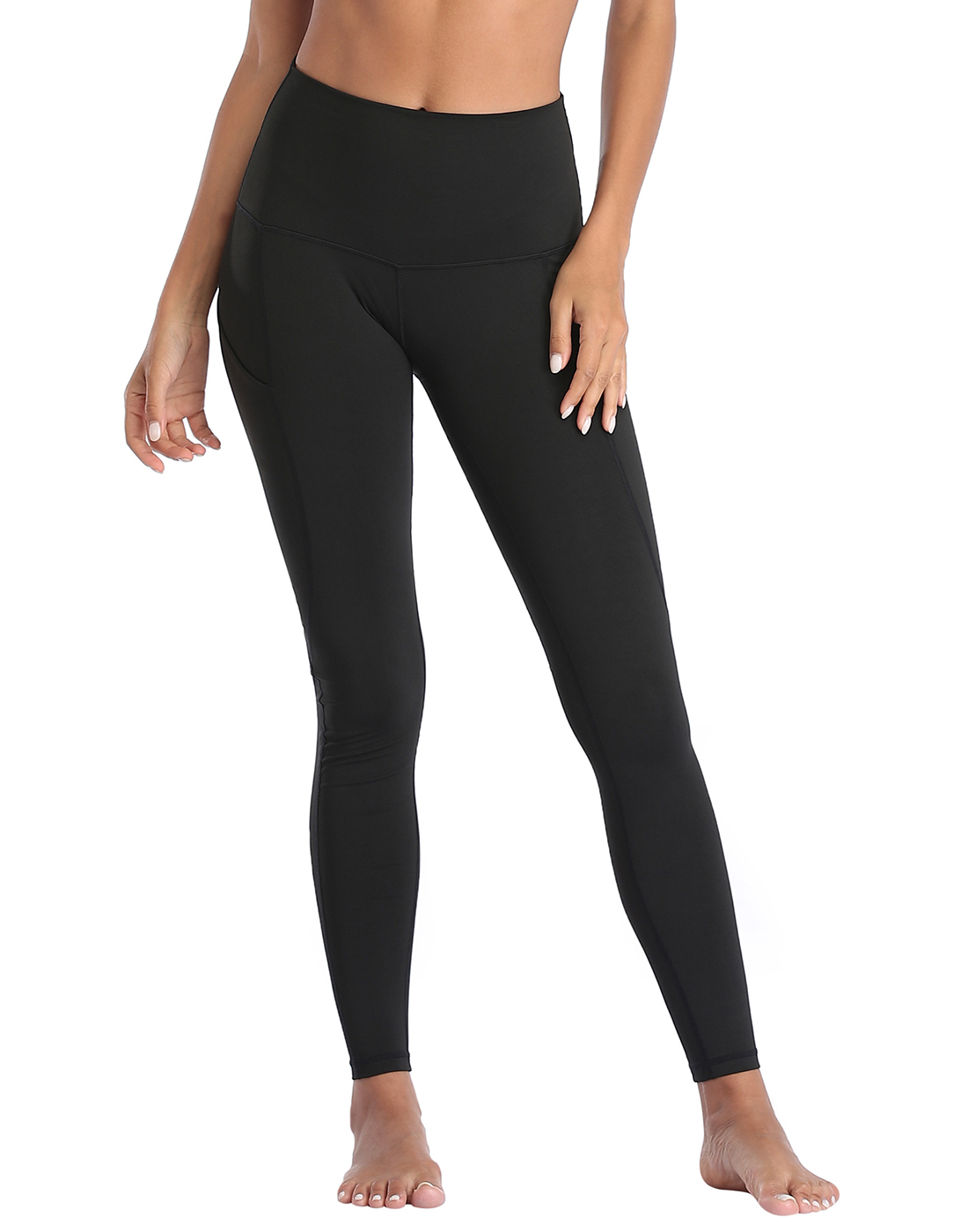 HDE Yoga Pants with Pockets for Women High Waisted Tummy Control Leggings (Black, L) - image 2 of 6
