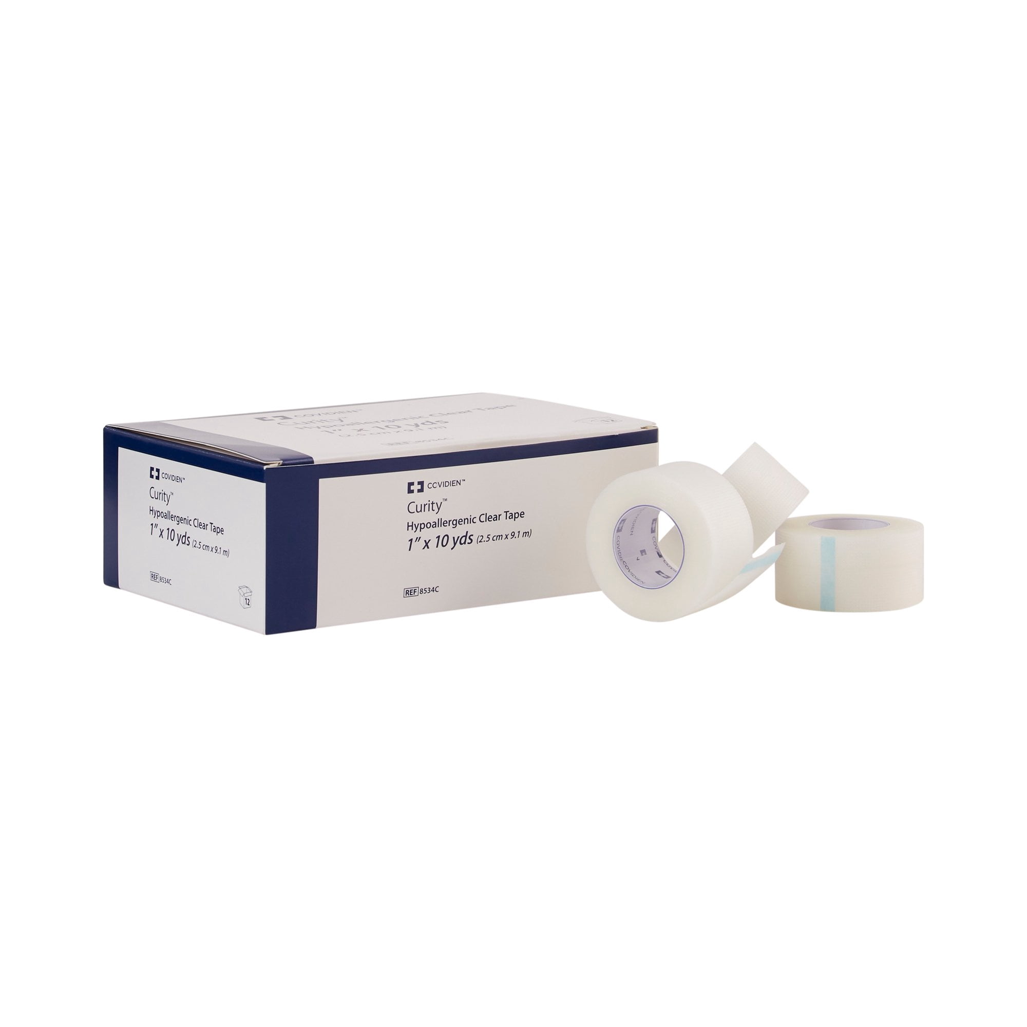 Curity Medical Tape Plastic 1 Inch X 10 Yard Transparent NonSterile, 8534C - Pack of 12