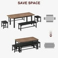 thumbnail image 5 of Extendable Dining Table Set for 4-6 with Benches, 63 Inch Kitchen Table Set with Metal Frame & MDF Board for Dining Room, 5 of 10