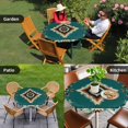 thumbnail image 4 of Green Southwestern Round Tablecloth for 55-60 Inch Tables, Fitted Table Cover with Elastic Edge, Boho Ethnic Geometric Retro Waterproof Outdoor Table Cloth Protector for Patio Garden Dinner Picnic, 4 of 9