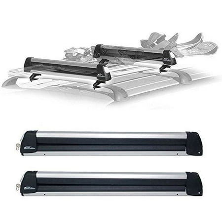 Rooftop SnowRack Plus - Ski Rack for Cars Fits 6 Pairs Skis or Fits 4 Snowboards, Fit most of the flat and round and thick crossbars. Also carrying fishing rods, paddles, ski poles and water (Best Beginner Water Skis)
