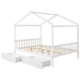 thumbnail image 5 of Full Size House Bed, Wooden Platform Bed with Roof, 2 Drawers,Headboard and Footboard for Bedroom Guest Room, No Box Spring Required, White, 5 of 9