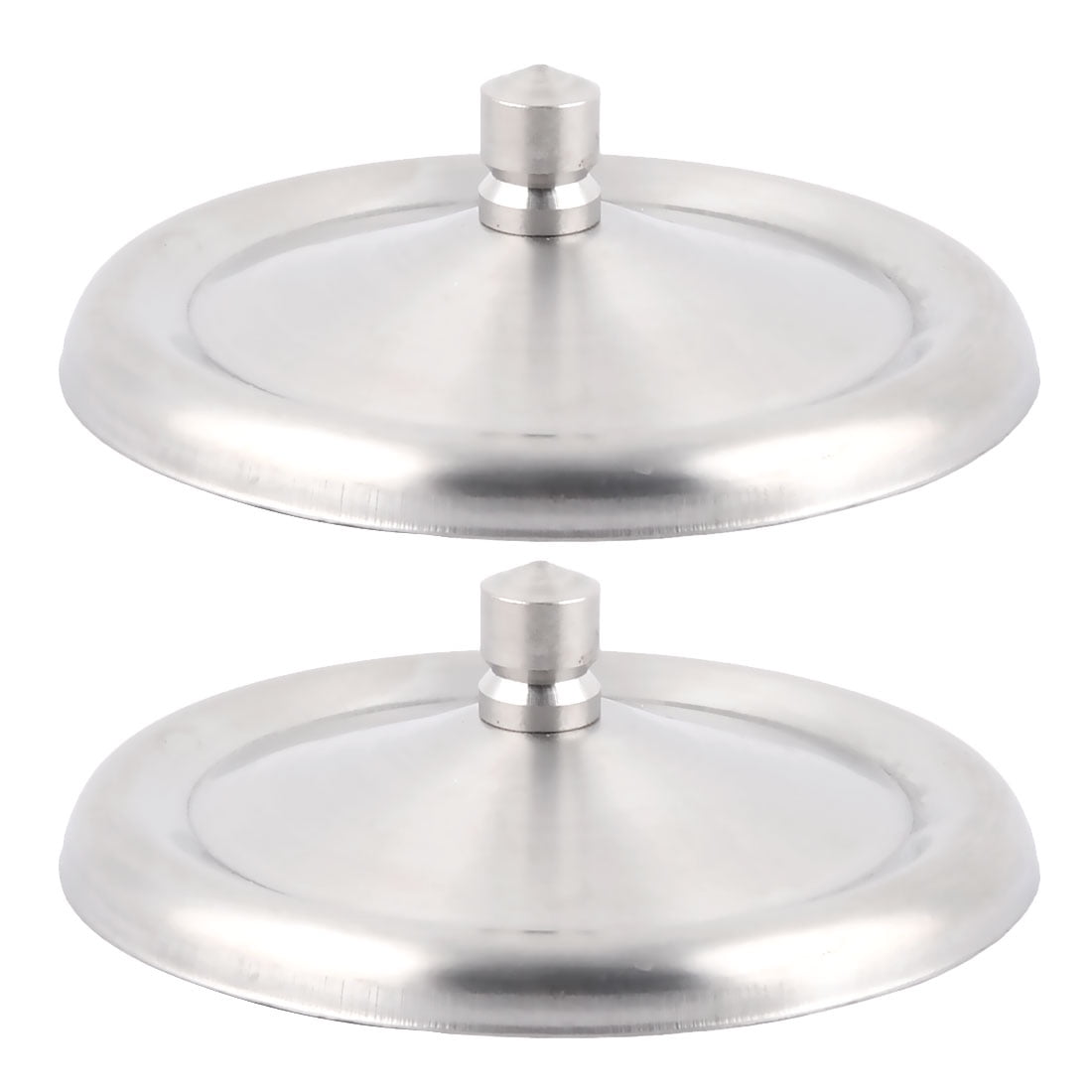 Household Stainless Steel Tea Cup Handgrip Lid Cover Silver Tone 8.5cm