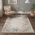 thumbnail image 3 of GENIMO 5'x7' Area Rug for Living Room, Machine Washable Non Slip Low Pile Rug for Bedroom Dining Room, Garden Floral, Linen Beige, 3 of 6