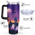 thumbnail image 3 of Autumn Halloween Tumbler 40oz - Trick Treat Candy Pattern - Double Wall Insulated Stainless Steel Cup - With Handle & Straw, 3 of 7