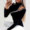 thumbnail image 2 of Vedolay Cropped Sweater Womens 2023 Pullover Sweaters Long Sleeve Knit Lightweight Crew Neck Fall Tops,Black M, 2 of 5