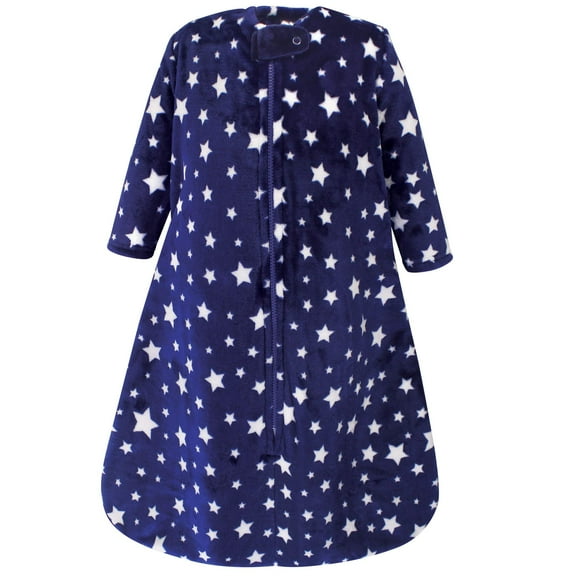 Hudson Baby Unisex Baby Plush Sleeping Bag, Sack, Blanket, Navy Stars, 6-12 Months