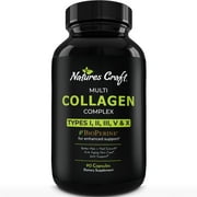 Collagen and Biotin Supplement - Nature's Craft Pure Multi Collagen Hair Growth Supplement 5,000 mcg Capsules With Biotin - Hair Skin and Nails Vitamins - Hydrolyzed Collagen Biotin Pills
