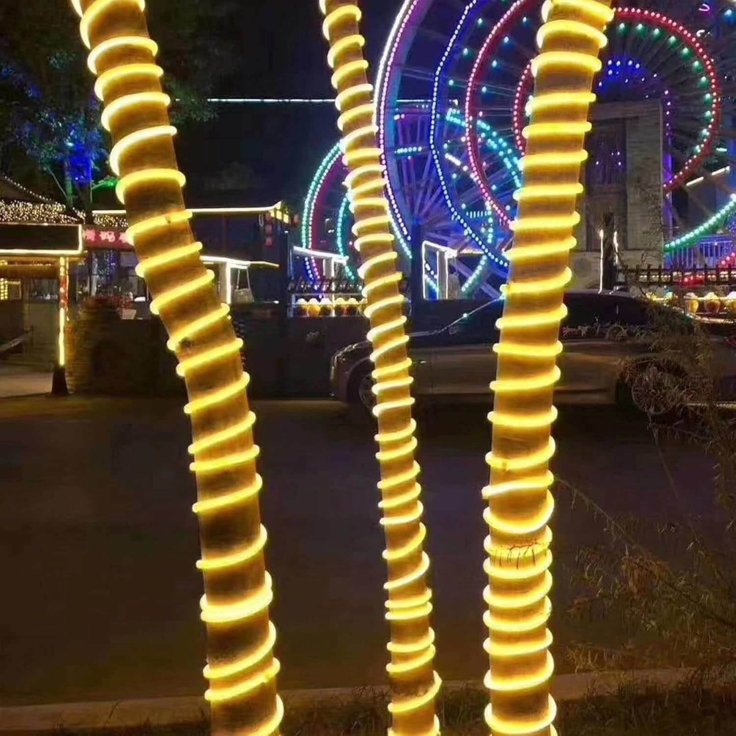 Warm White Neon Light Strip 18FT Flexible Neon Rope Lights Indoor Outdoor Led Strip Lights Waterproof 120LEDs/M AC 110VPlug and Neon LED Lights for Bedroom Home Commercial Lighting