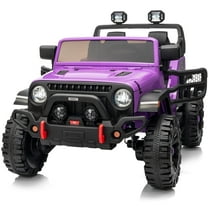 Outfunny 12V Kids Ride on Toys, 2 Seater Electric Ride on Truck Car for Big Kids with Remote, Bluetooth - Purple