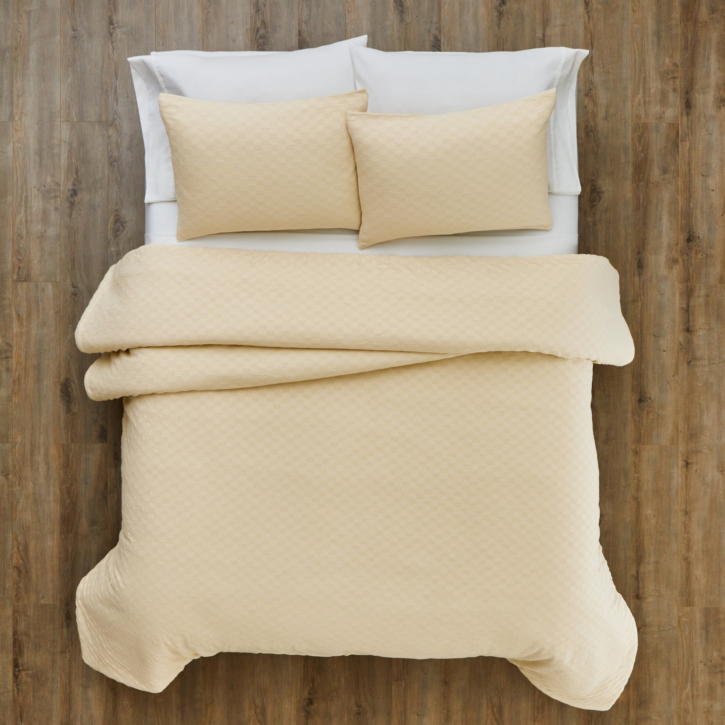 Better Homes & Gardens 3-Piece Papyrus Beige Block Weave Comforter Set, Adult Full/Queen