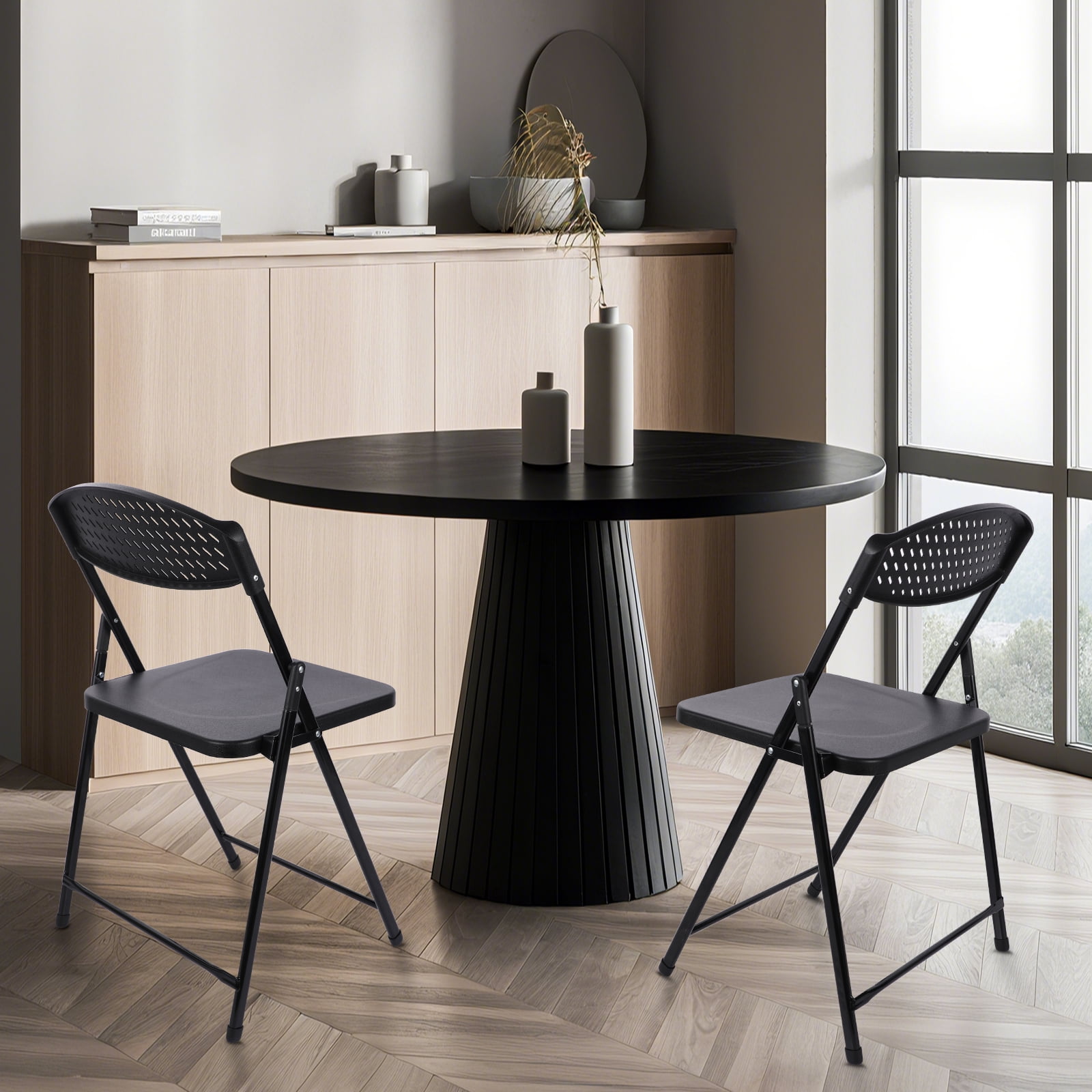 Mainstays Resin Light-Weight Folding Chairs, Black