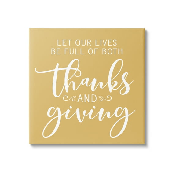 Stupell Industries Uplifting Thanksgiving Calligraphy Phrase Warm Yellow Design Graphic Art Gallery Wrapped Canvas Print Wall Art, Design by Lettered and Lined