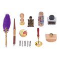 thumbnail image 3 of Feather Pen Set, Quill Pen Kit Smoothing Inking Colored Varnish Wax  For Birthday Gift Purple, 3 of 8