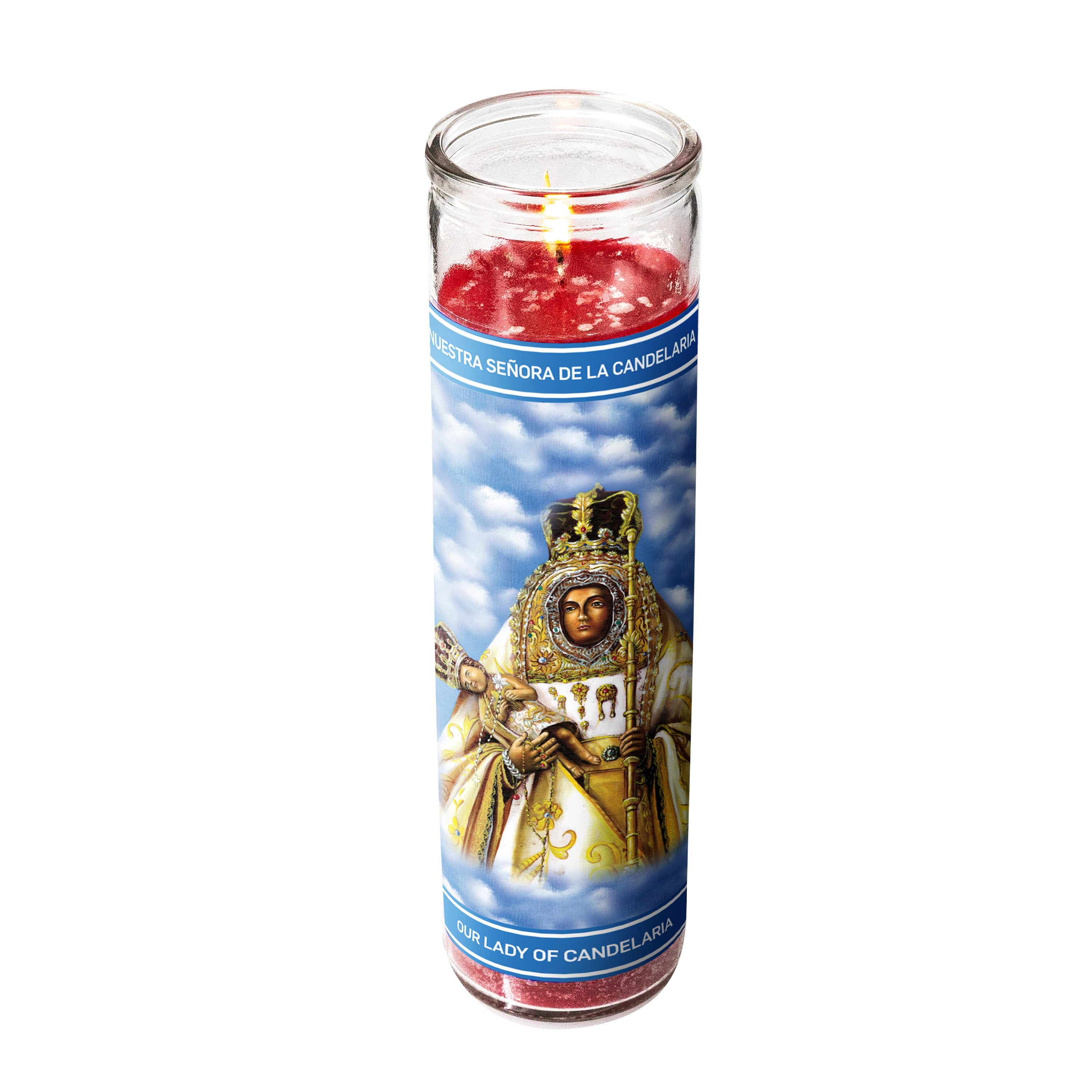 MagicLight Religious Candles 9.6 oz - Glass Jar, Unscented, Lady Candela Red