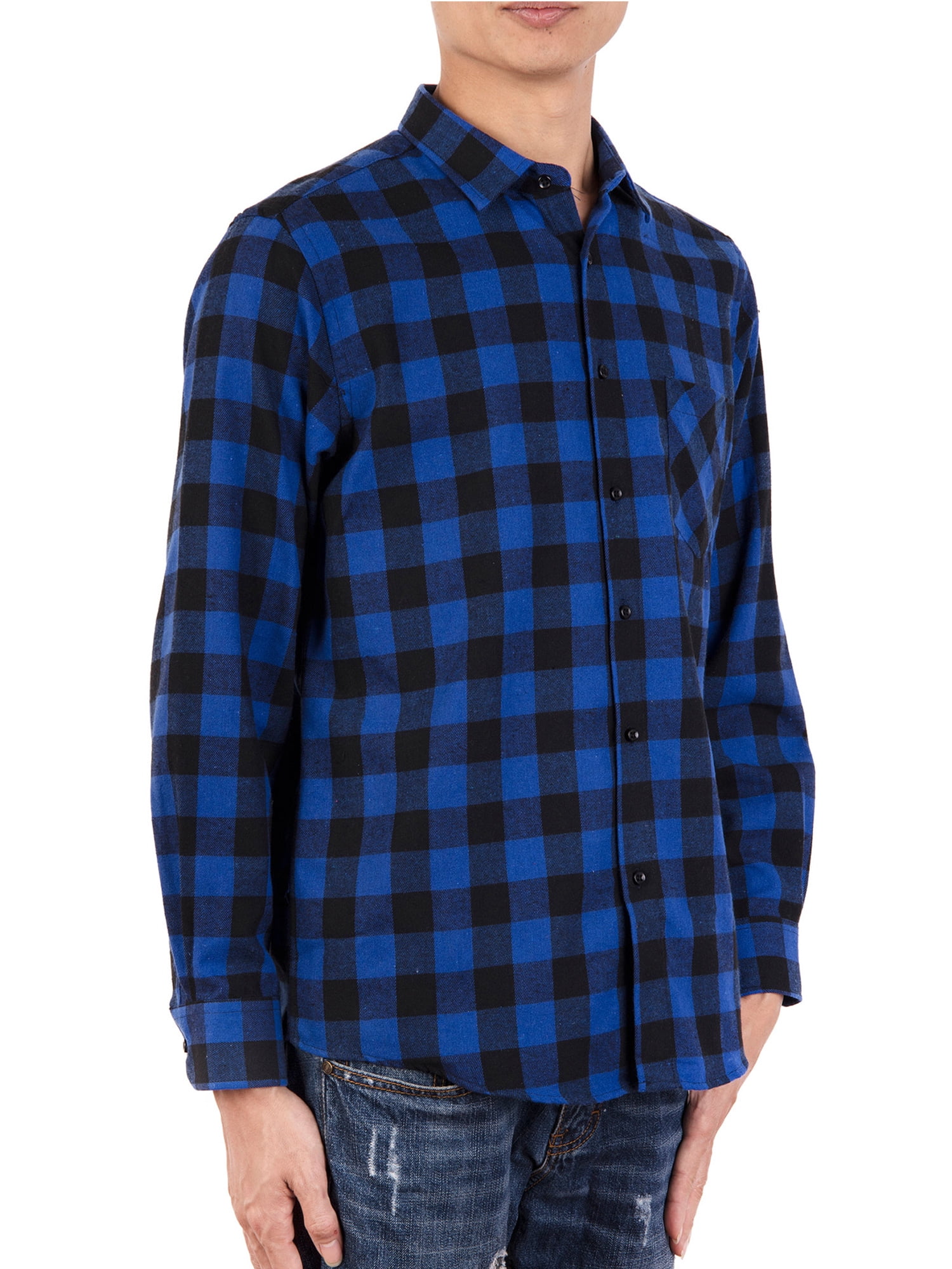 SAYFUT SAYFUT Men's Big and Tall Button Up Shirts Outfit Plaid Long