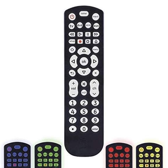 GE 4-Device Backlit Universal Remote Control, Color Select Backlight