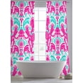 thumbnail image 4 of Pink Teal Abstract Sheer Curtains 84 Inch Length 2 Panels Set, Ethnic Modern Geometric Aesthetics Voile Window Treatment Rod Pocket Curtains Sheers Drapes for Bedroom/Living Room/Kitchen 52"x84"x2, 4 of 7