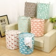 thumbnail image 4 of Waterproof Foldable Laundry Hamper  Drawstring Waterproof  Cotton Linen Collapsible Storage Basket  Cotton Fabric Nursery Toy Linen Bin Storage Basket Organizer, 4 of 9