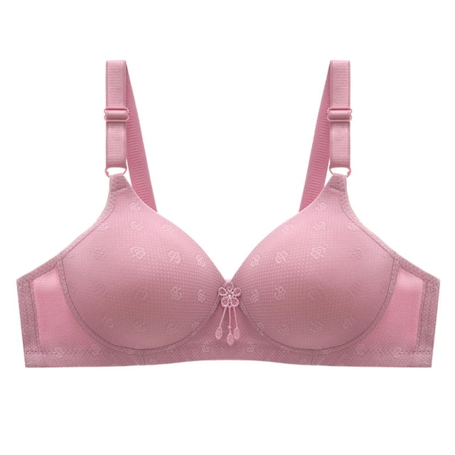 PEASKJP Basic Bra for Women Cross Back Adjustable Bralette Bra, Rose Gold 36