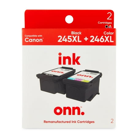 onn. Remanufactured Ink Cartridge  Canon PG-245XL Black  246XL Tri-Color (Cyan  Yellow  Magenta)  2 Cartridges