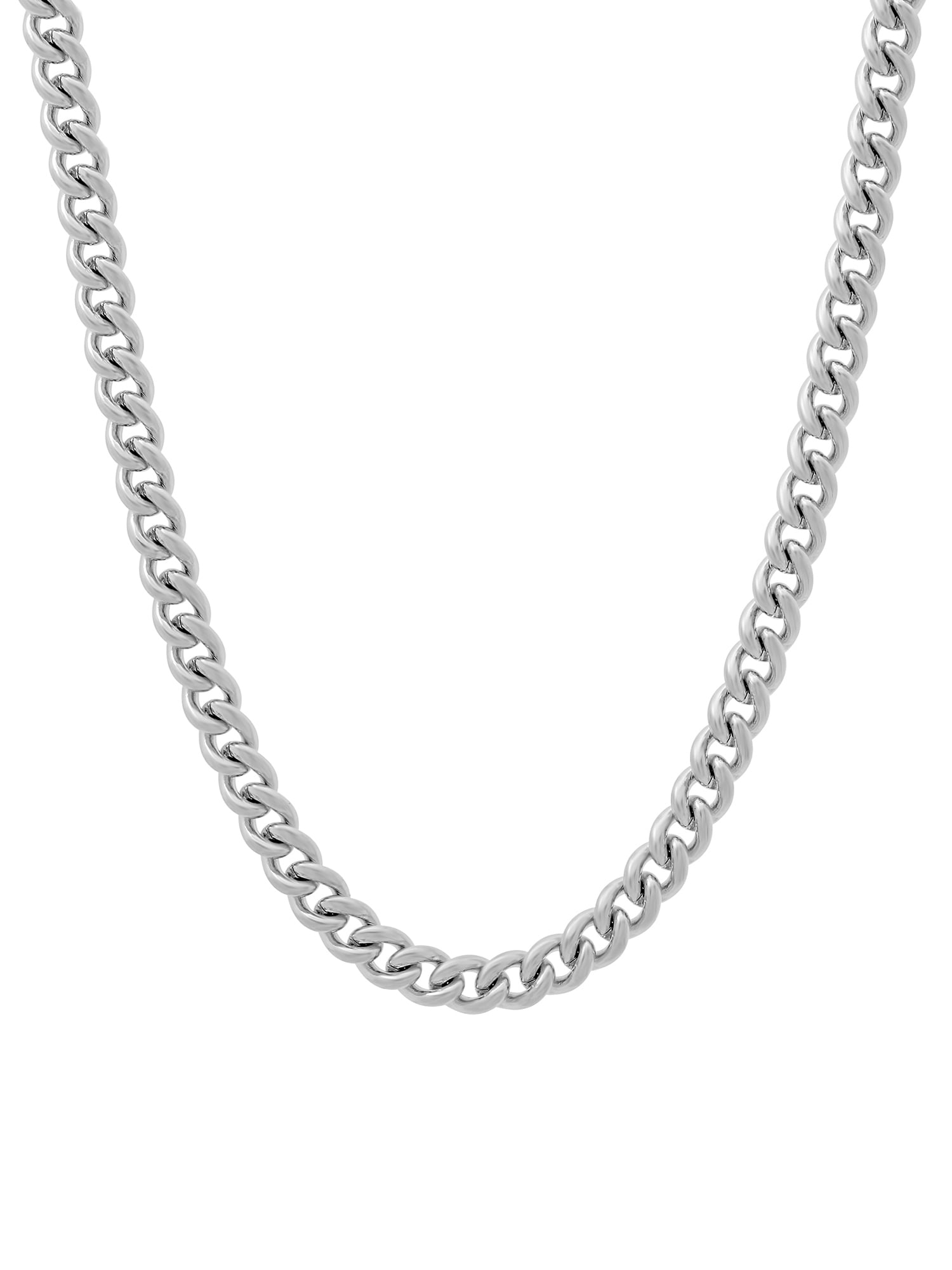 Mens Silver-Tone Stainless Steel Curb Link Chain Necklace