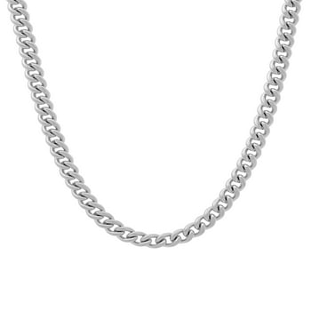 Mens Silver-Tone Stainless Steel Curb Link Chain Necklace