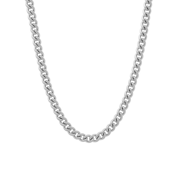 Mens Silver-Tone Stainless Steel Curb Link Chain Necklace - Walmart.com