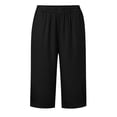 thumbnail image 6 of aohooy Womens Capri Pants Knee Length Cotton Linen Capris Summer Straight Leg Loose Beach Vacation Bermuda Shorts with Pockets Black,XL, 6 of 7