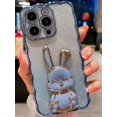 thumbnail image 1 of GFDYREE Wahhle Designed for iPhone 14 Pro Max Glitter Case, Luxury Plating Cute Bling Rabbit Kickstand Phone Cover for Women Girls with Camera Protector, 1 of 7