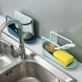 thumbnail image 3 of Escurridor de encimera, elegante escurridor de cocina, estante de almacenamiento creativo para esponja, paño de cocina, cepillo (azul oscuro, incluye rejilla para trapos), 3 of 4