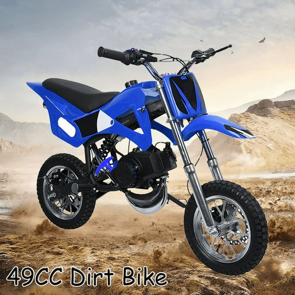 49cc Kids Dirt Bike, 2-Stroke Dirt Bike for Kids,Gas Power Motocross, Off Road Mini Motorcycle, Gas Bike Load 220LBS Springs Soft Seat Cushion Pocket Motorbike with Front Rear Disc Brakes