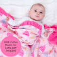 thumbnail image 2 of LollyBanks Ruffle Baby Girl Blanket, Organic Cotton Muslin Receiving Blanket, 40 x 36 in, Princess Print, 2 of 8