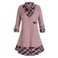 thumbnail image 2 of Tamaño más 2 en 1 tela escocesa del suéter de cuello de la camisa Rosegal  Camisetas sin mangas de talla grande, 2 of 5