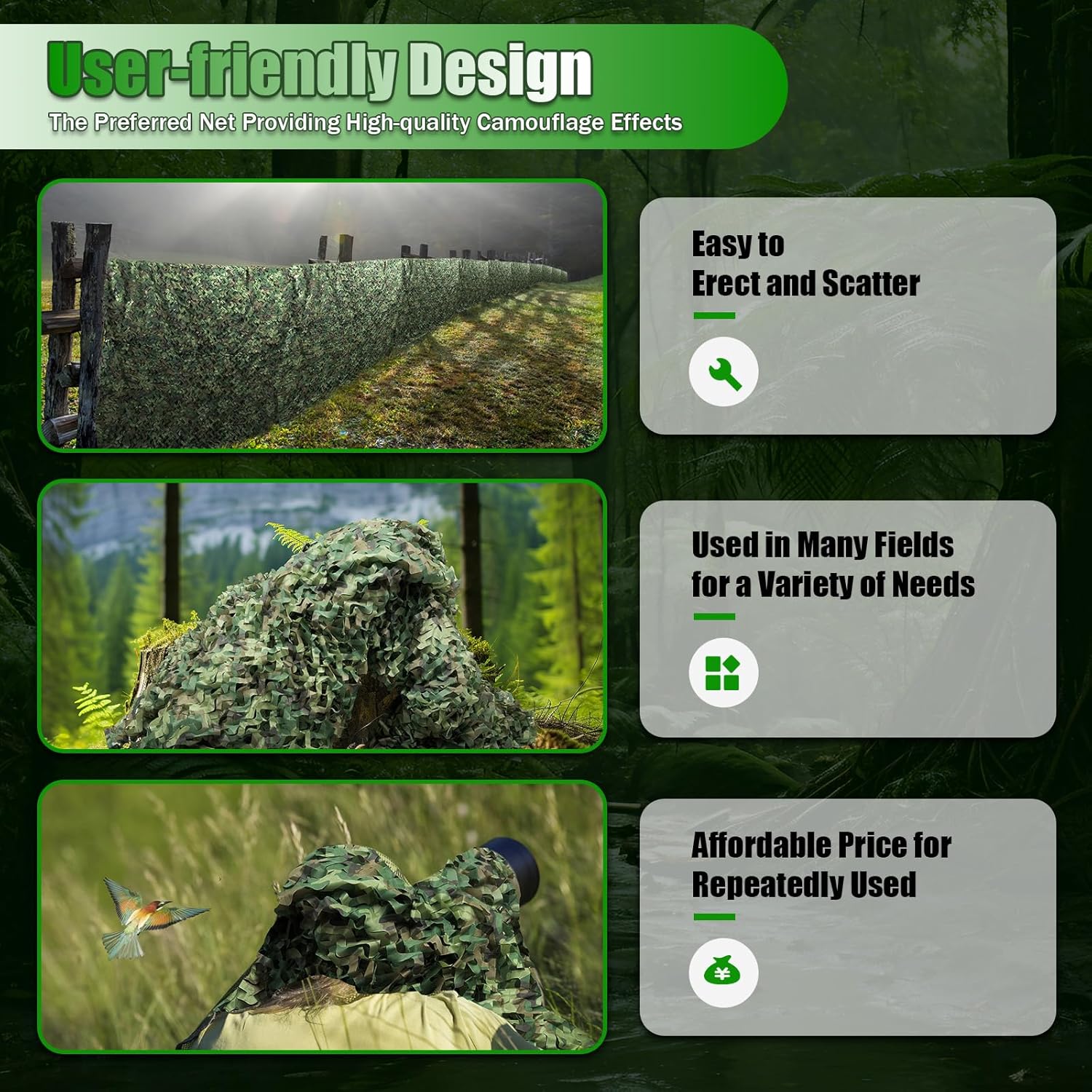 Miumaeov Camouflage Netting,19.69*26.25ftWoodland Camo Netting Camping Military Hunting Camouflage for Car-Covering Bird Watching