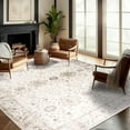thumbnail image 4 of ReaLife Machine Washable Area Rug - Living Room Bedroom Bathroom Kitchen Entryway Office - Padded Low Pile Stain Resistant Premium - Boho Farmhouse Vintage - BEV - Beige 5' x 7', 4 of 10