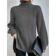thumbnail image 3 of Suéter holgado de cuello alto de invierno para mujer, jersey elegante con mangas caídas y abertura lateral, jerséis elegantes estilo Harajuku vintage, tops de punto de gran tamaño, 3 of 5