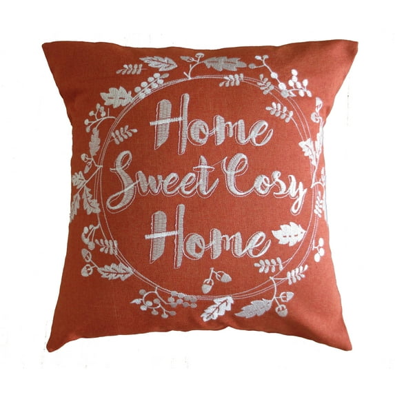 Decorative Throw Pillow Burlap Embroidered Inspirational Quote Print - 18" x 18"