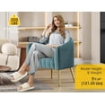 thumbnail image 3 of SEYNAR Oversized Glam Velvet Pumpkin Barrel Accent Chair,Modern Upholstered Cream Side Sofa Armchair for Living Room,Vanity(Blue), 3 of 13