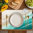 thumbnail image 4 of Ombre Turquoise Ocean Placemats Set of 4, Gradient Coastal Beach Waves Summer Placemats for Dining Table, Place Mats for Kitchen Tabletop, Waterproof Wipeable Dining Table Mats Set, 4 of 9